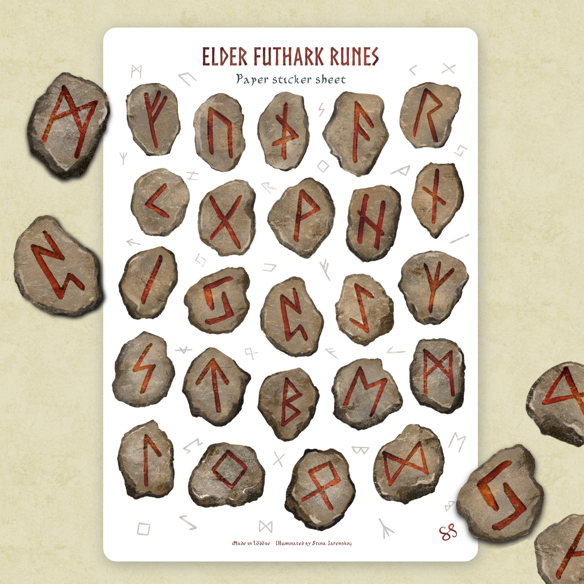 Klistermärkesark - Elder futhark runes (runor) – Stina Jarenskog Design
