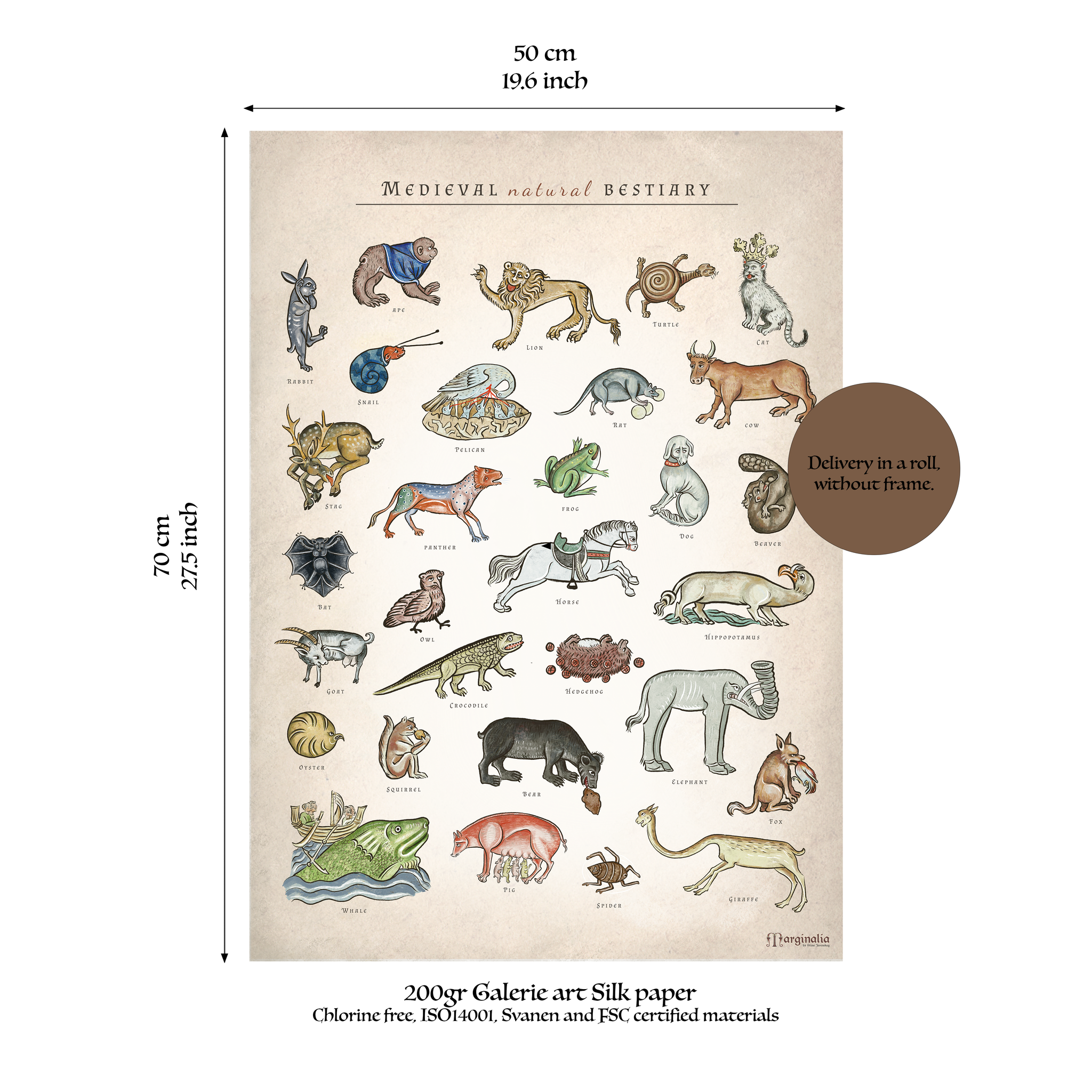 Poster Medieval Natural Bestiary