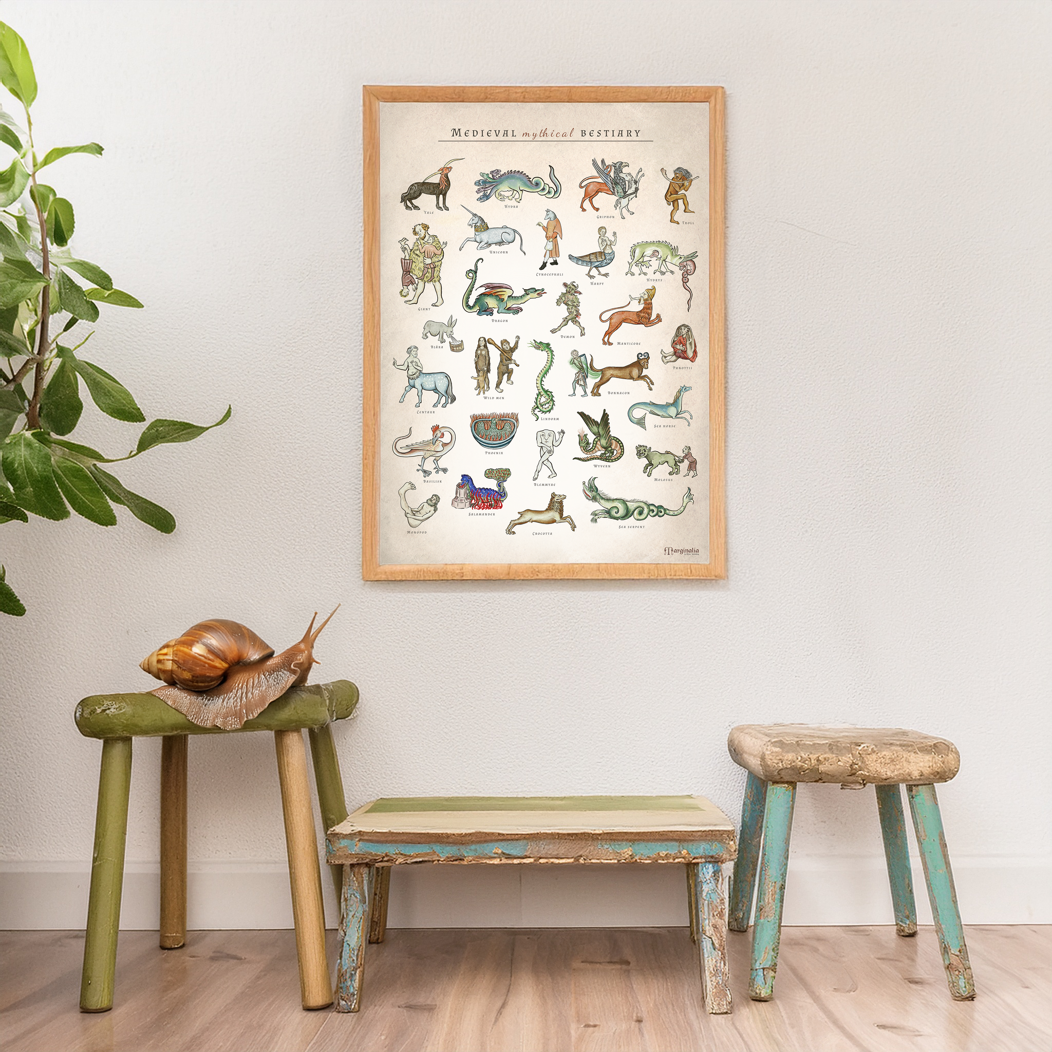 Bestiary Layout Poster Medieval Mythical Bestiary – Stina Jarenskog Design