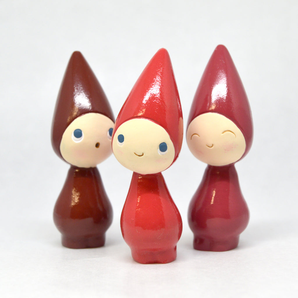 3 pcs Small Peggy gnomes - Strawberry/raspberry/cherry