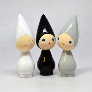 3 pcs small Peggy gnomes - vanilla/licorice/chia